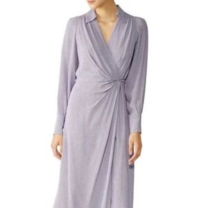 Equipment Lavender Polka Dot Midi Wrap Dress